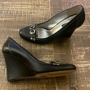 Dolce & Gabbana black logo wedges sz 39.5